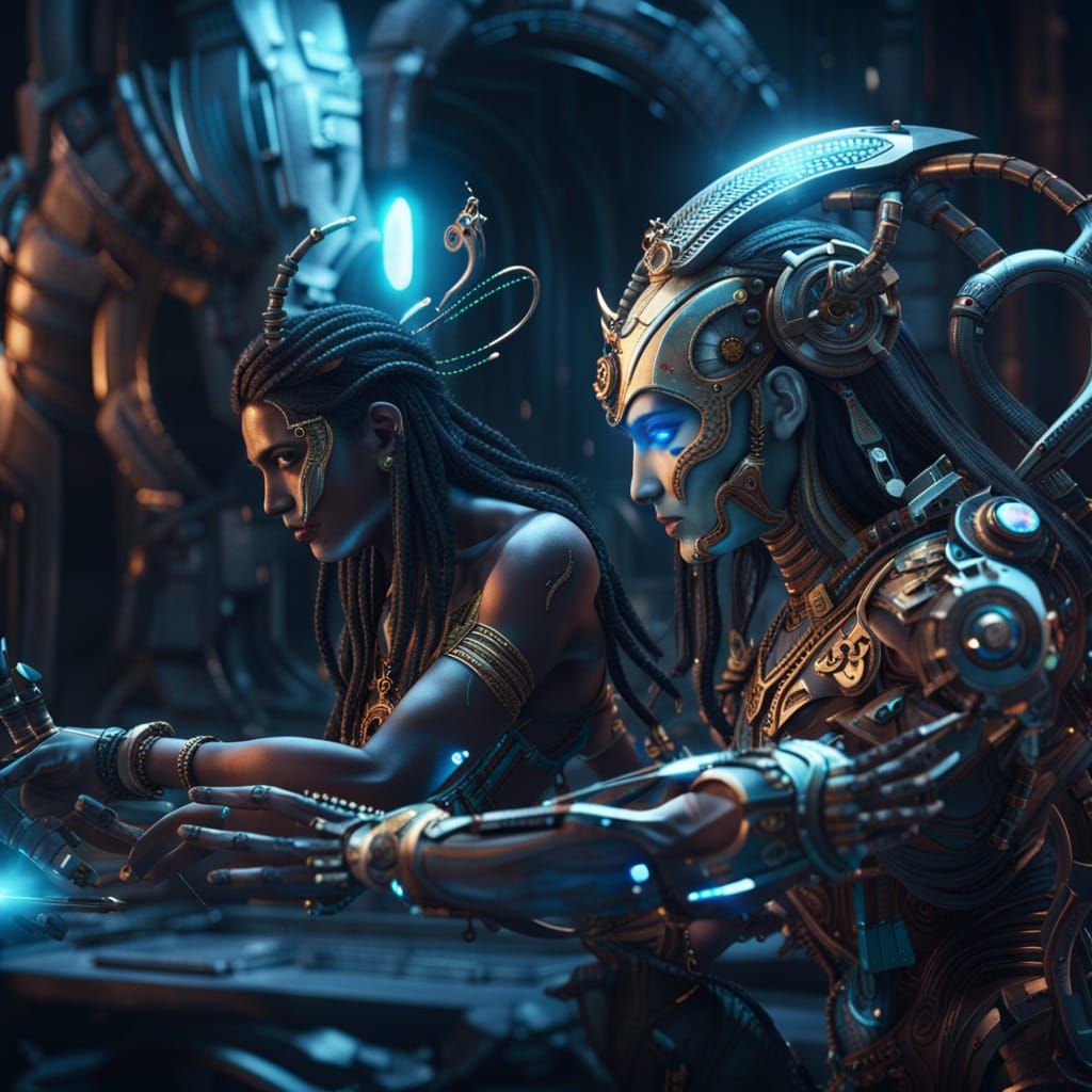 Futuristic Cyborg Shiva God in Detailed Matte Painting