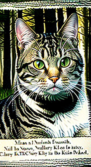 Realistic Cat in Military Camouflage, Inspired by Gustav Kli...