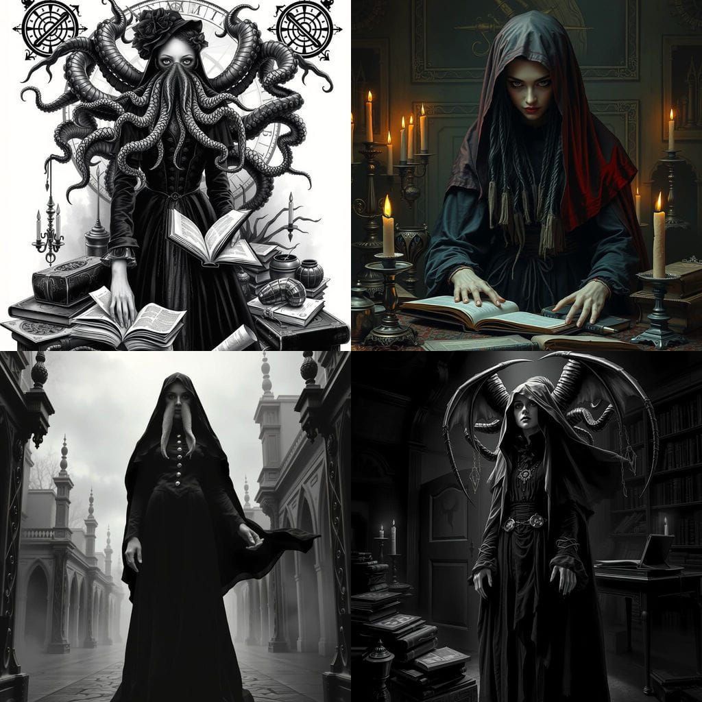 Elegant Black and White Cultist Lady in Victorian Era