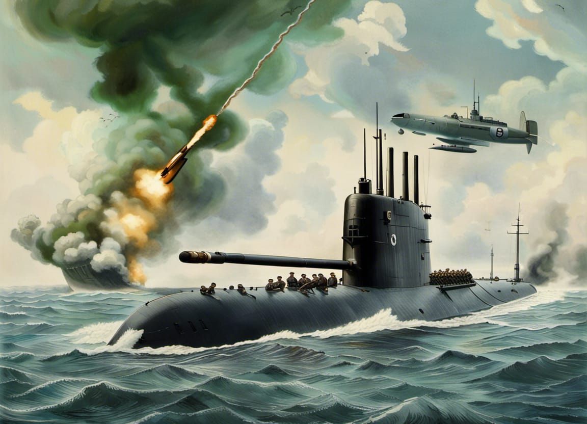 Steampunk Submarine War: Machine Gun vs Warship