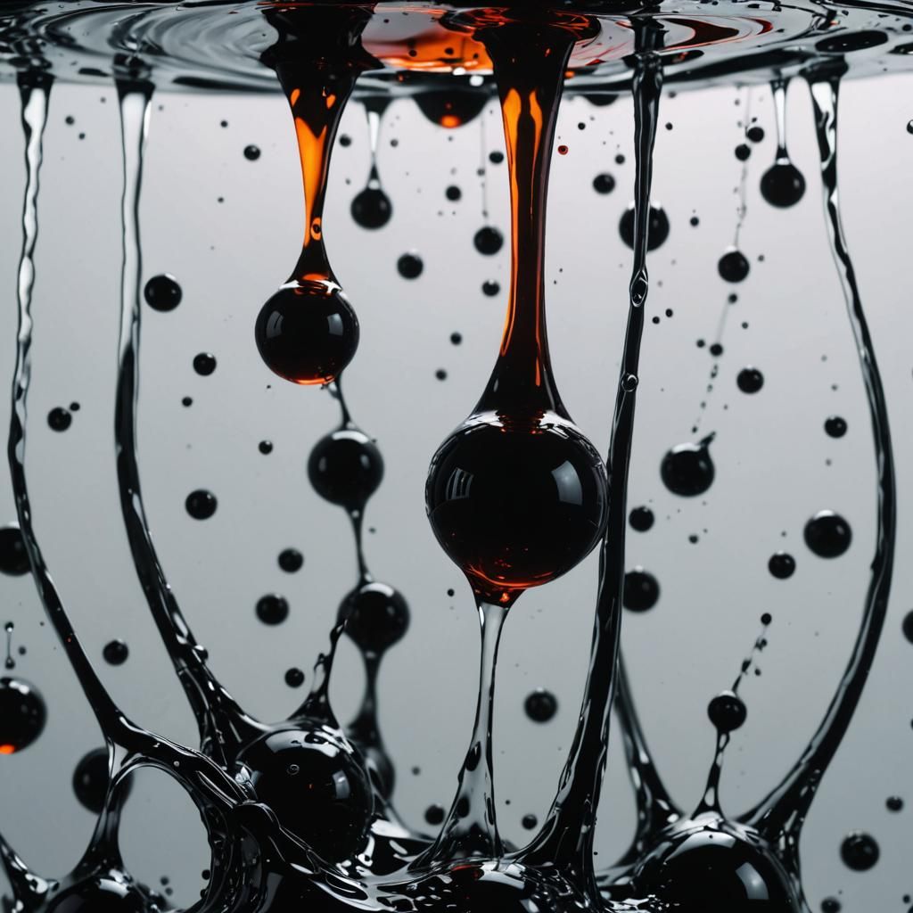 Black Oil in Water: Lava Lamp Effect
