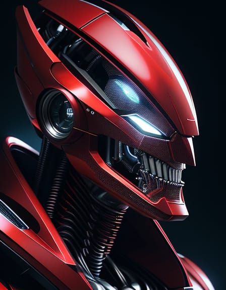 Red Robot in Sci-Fi Scene, Pixar Style