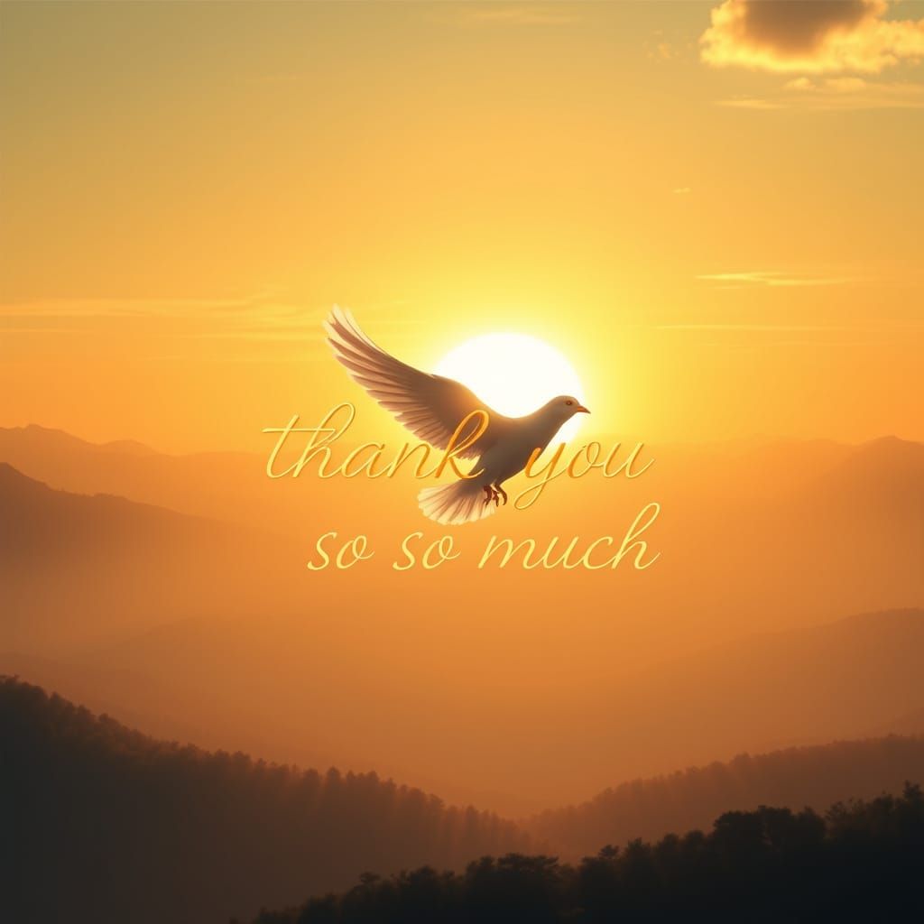 Dove Soaring Through Misty Mountain Sunrise