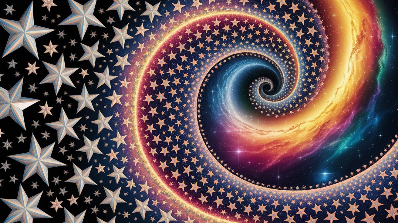 Oil Painting of a Star Vortex Tunnel in Vibrant Colors