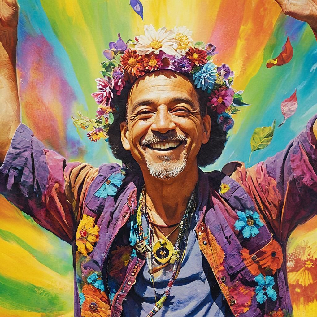 Psychedelic Woodstock Portrait in Oil Painting Style