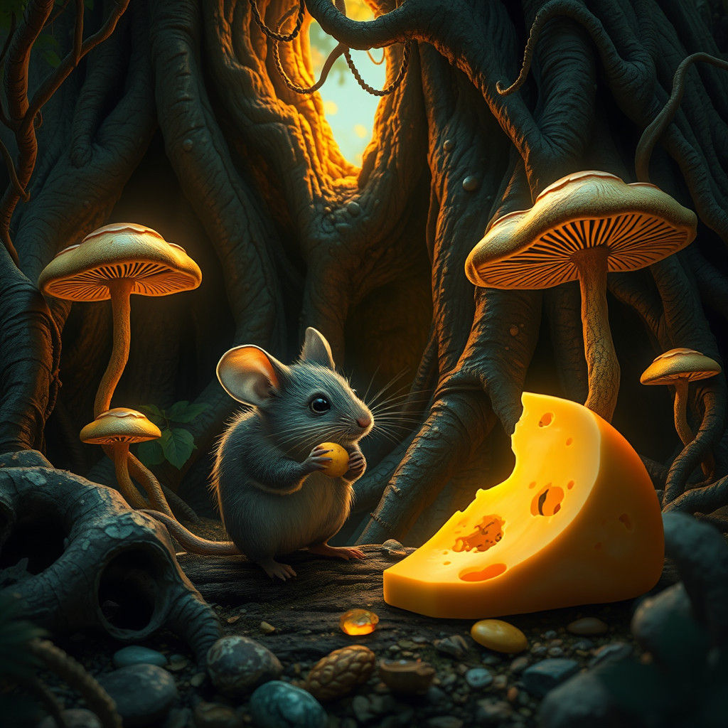 Enchanted Forest Mouse Feast in Fantasy Art Style