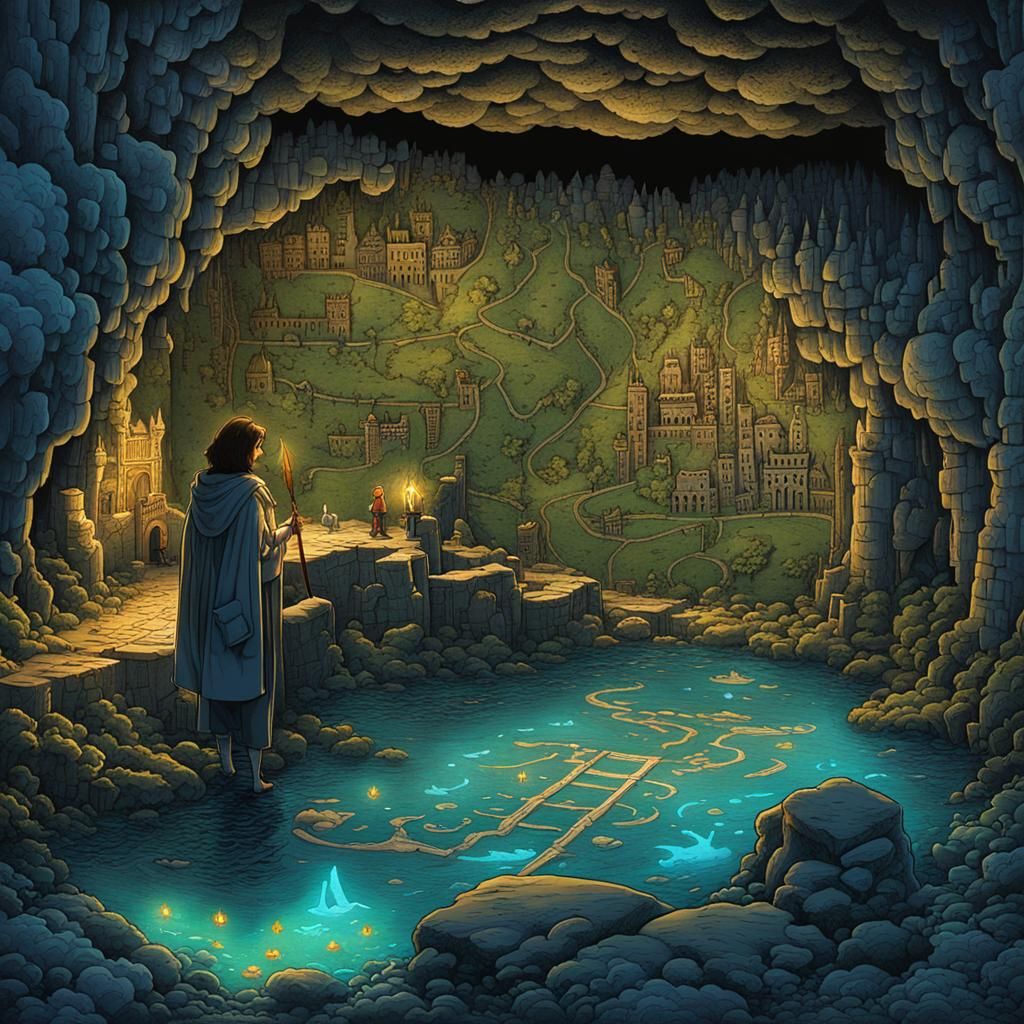 Intricate Map to Underwater Kingdom Carved on Wall