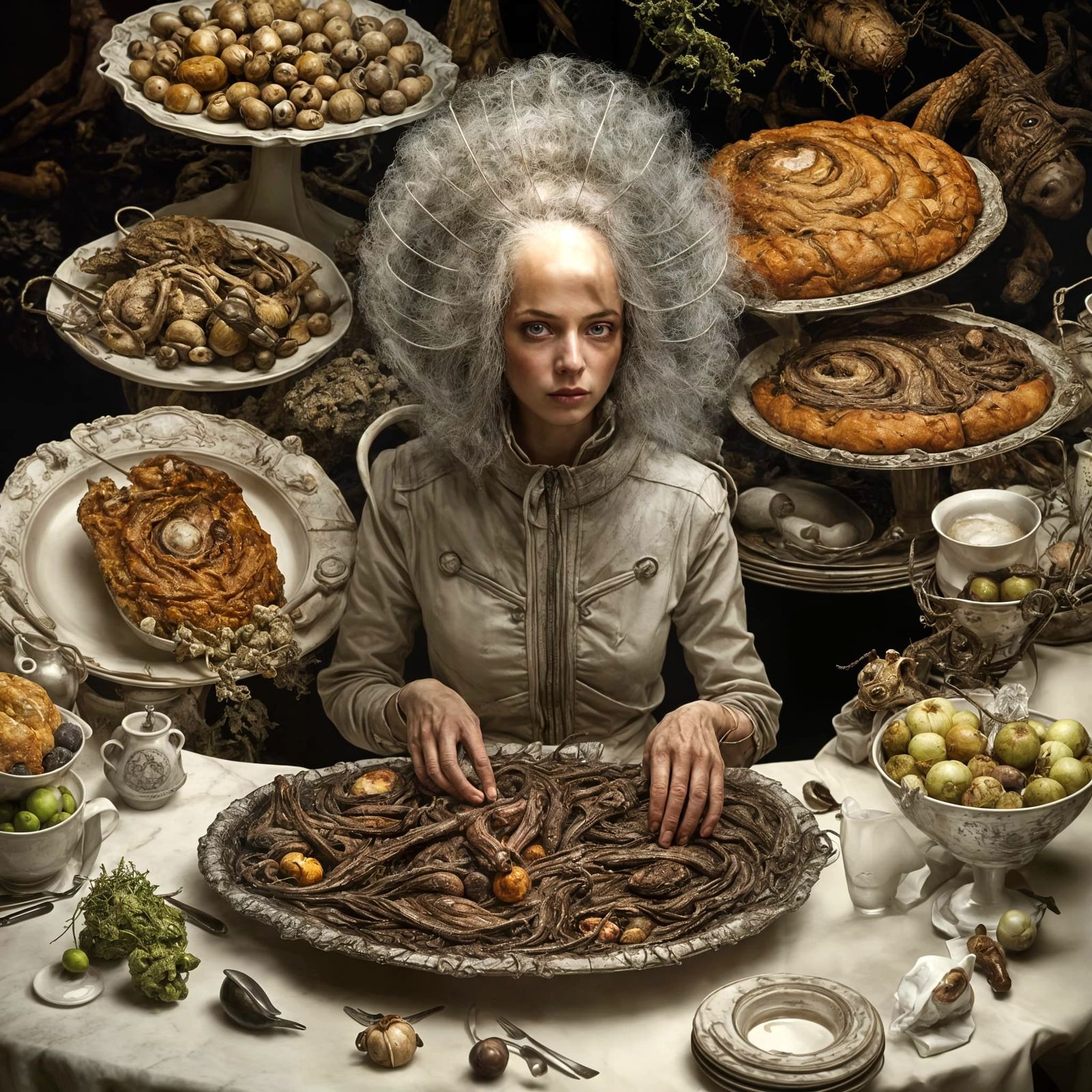 Dreamlike Feast: Bizarre Food in a Futuristic World