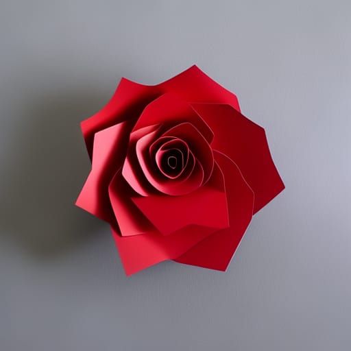 Embossed Red Rose in 3D Paper Sculpture