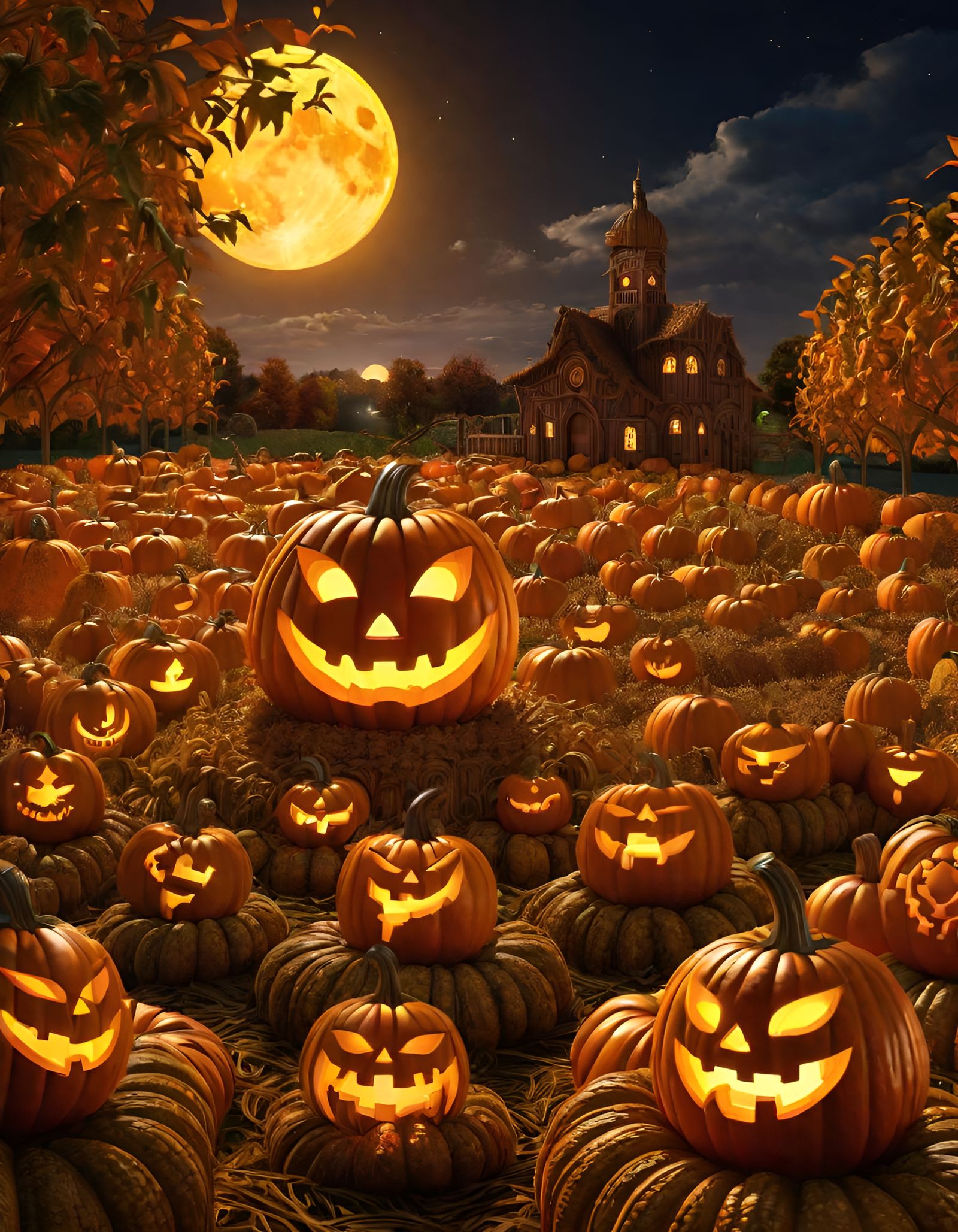 Magical Pumpkin Harvest Under Harvest Moon