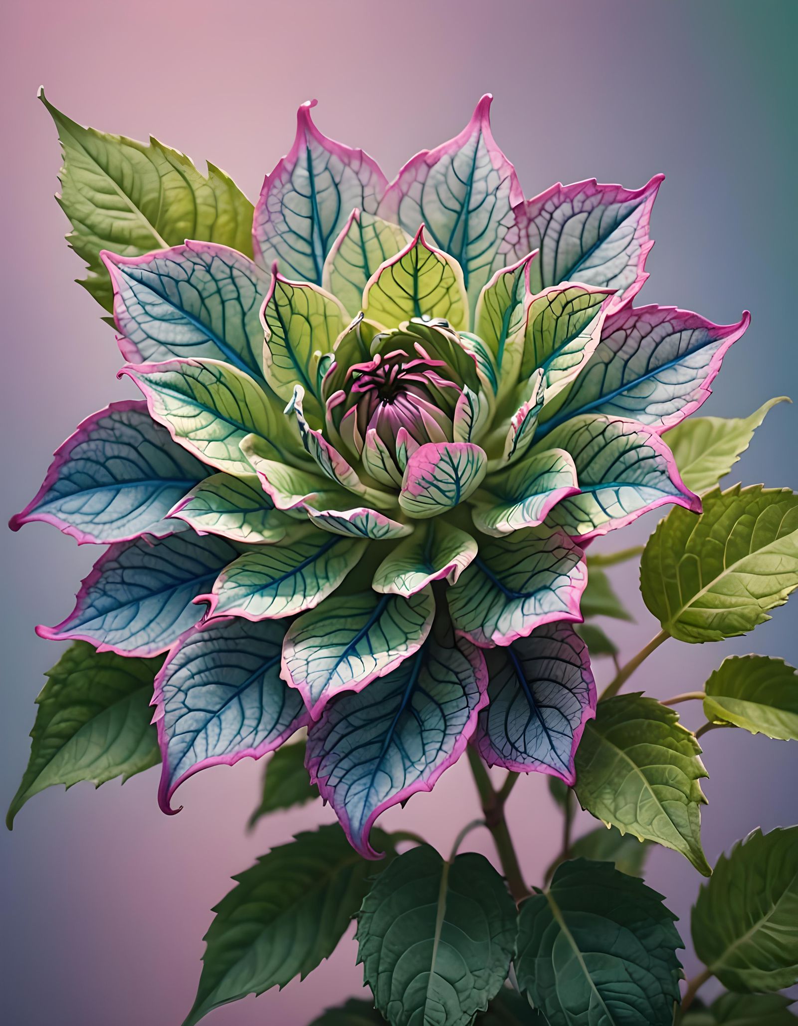 Botanical Illustration of a Fluorescent Fictional Plant