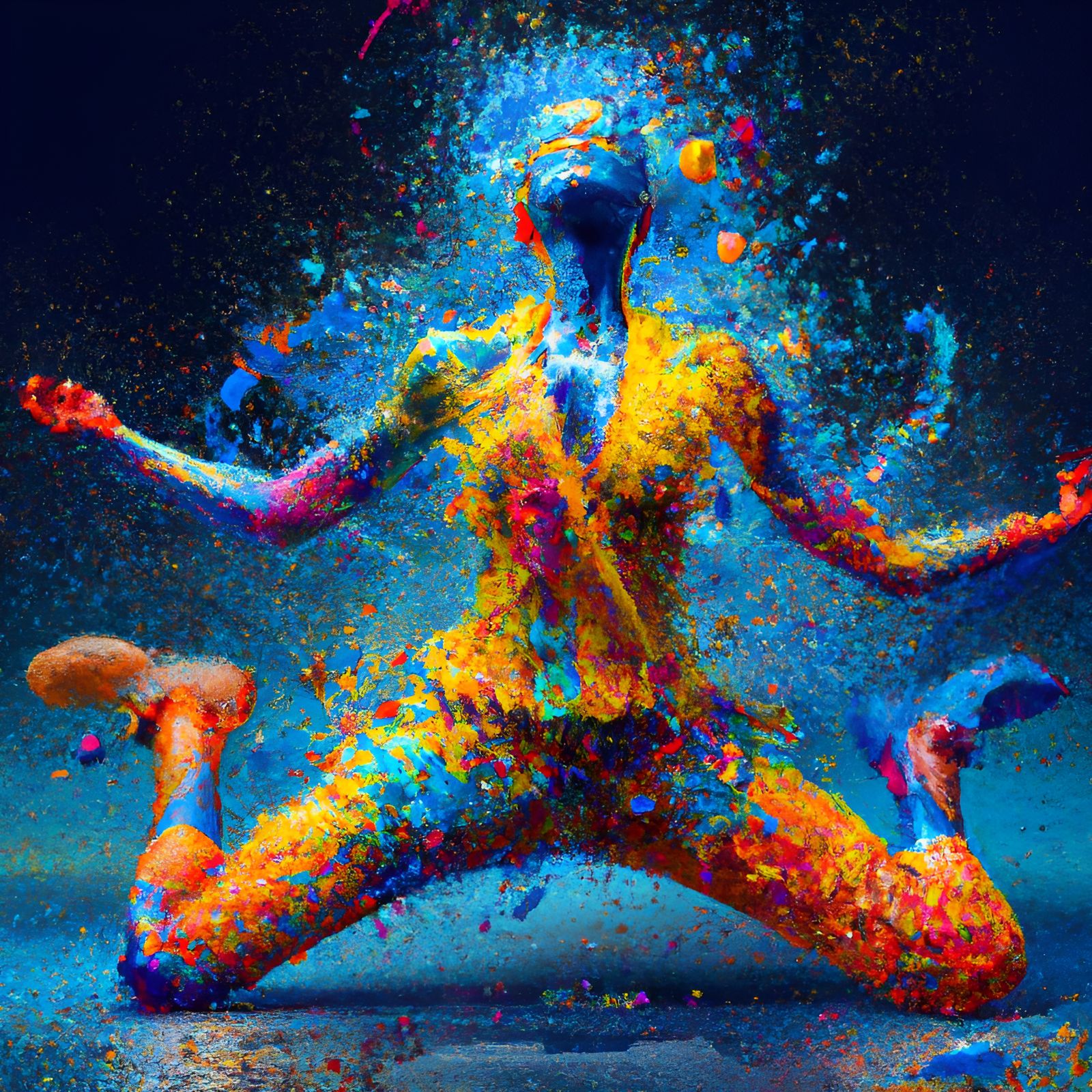Day-Glo Splash Yoga Pose in 3D