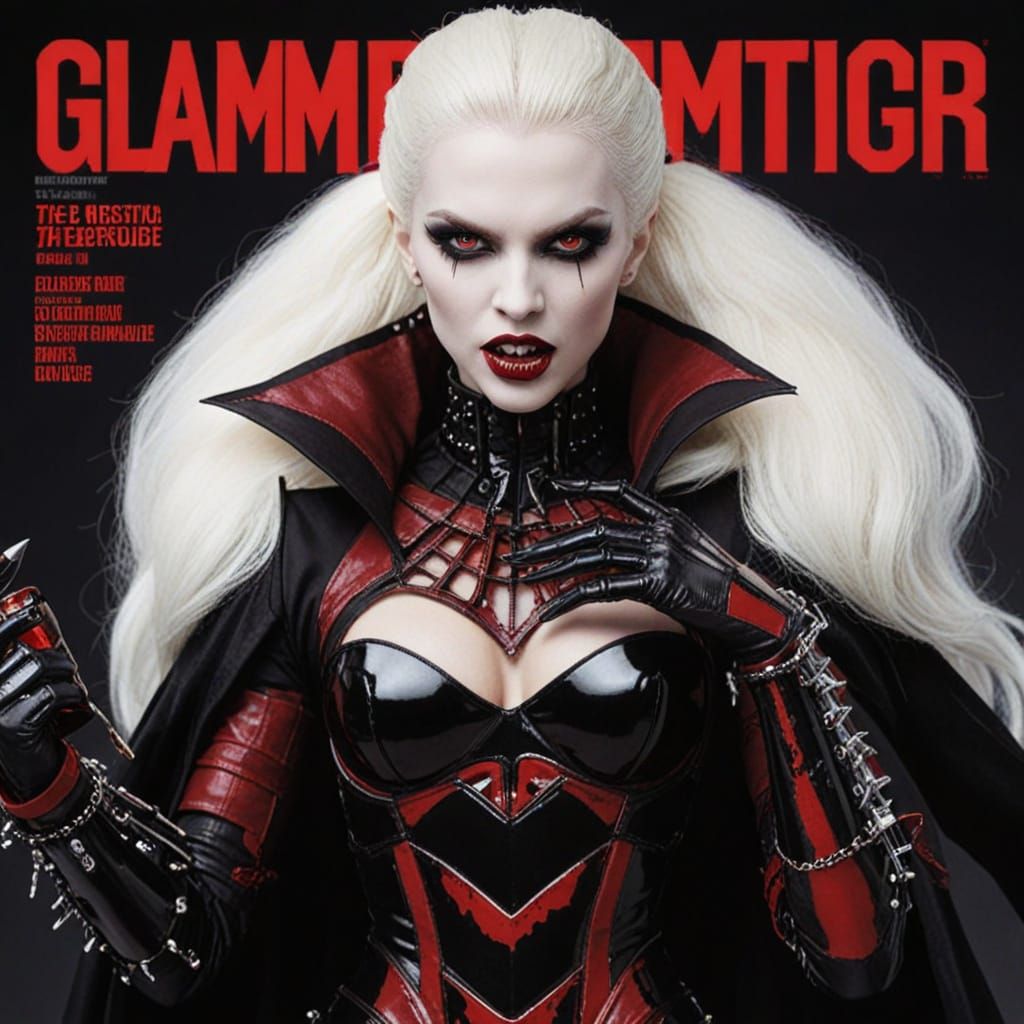 Glamorous Vampire Cover Girl Exudes Cyberpunk Elegance
