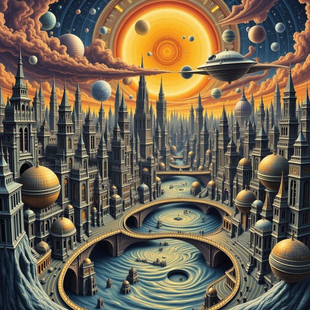 Surreal Cityscape Inspired by M.C. Escher