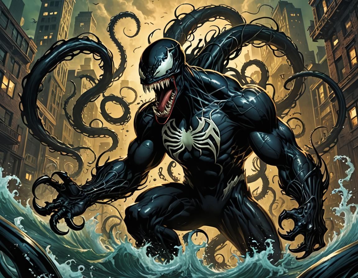 Venom Symbiote Merges with the Kraken