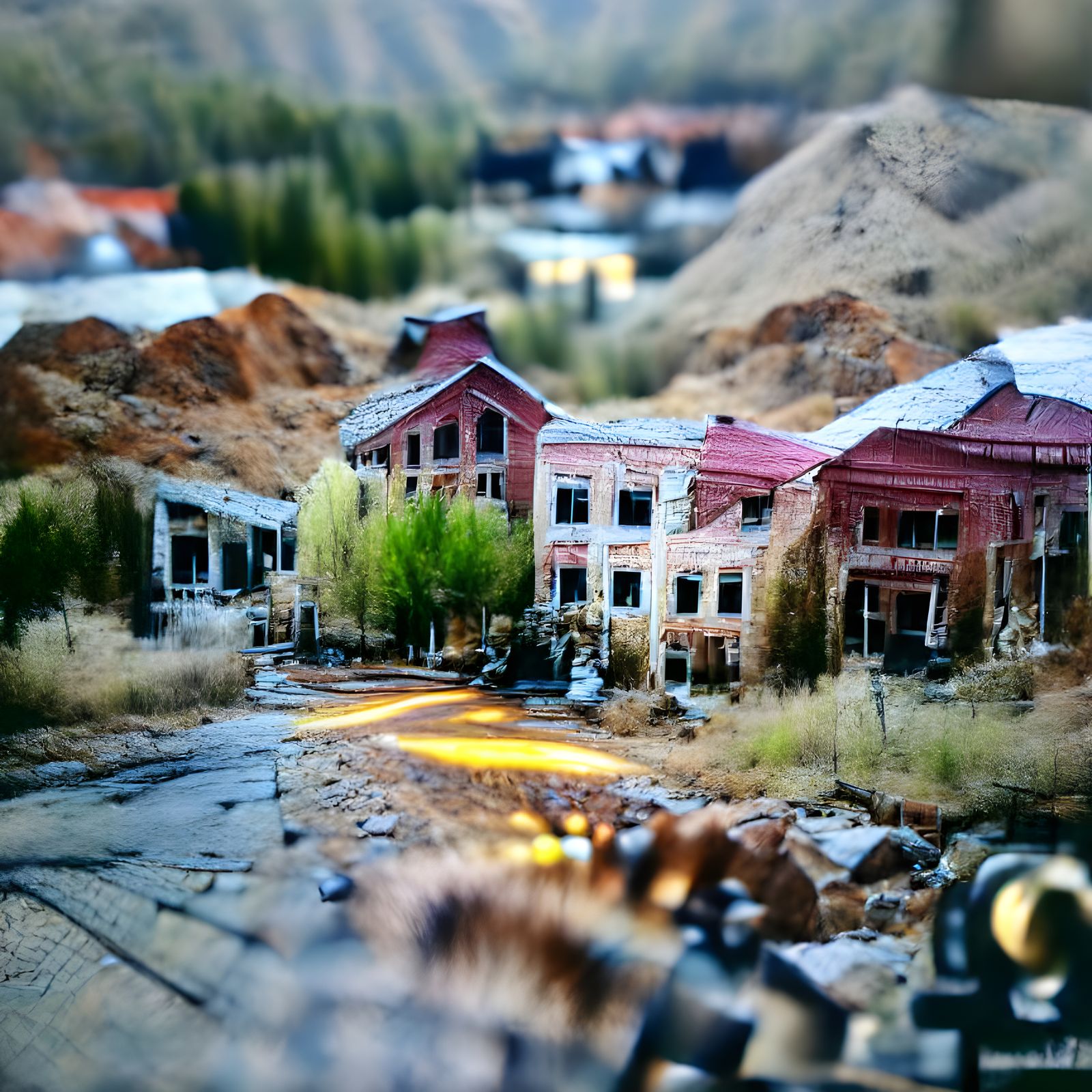 Eerie Abandoned Mining Town in Natural Lighting