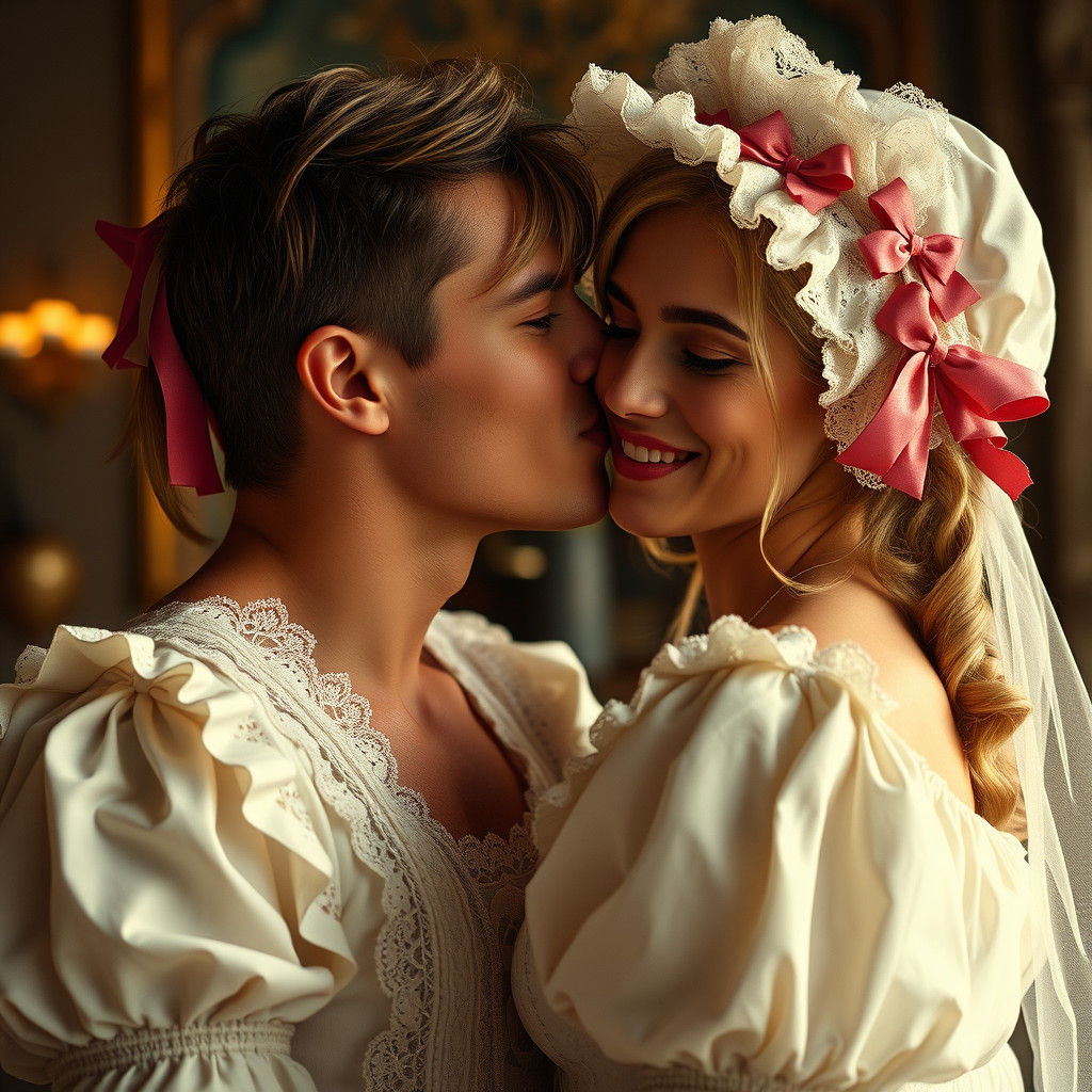 Romantic Kiss: Man in French Maid Outfit