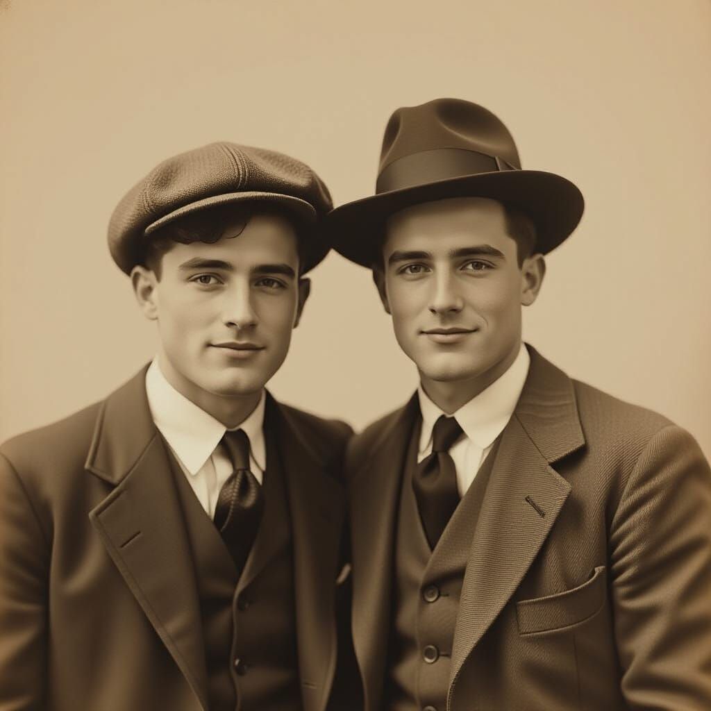 1920s Gay Couple in Faded Photograph