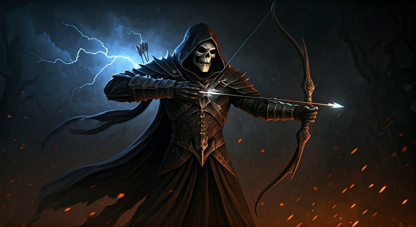Reaper Santaur Halloween Archer in Lightning Storm