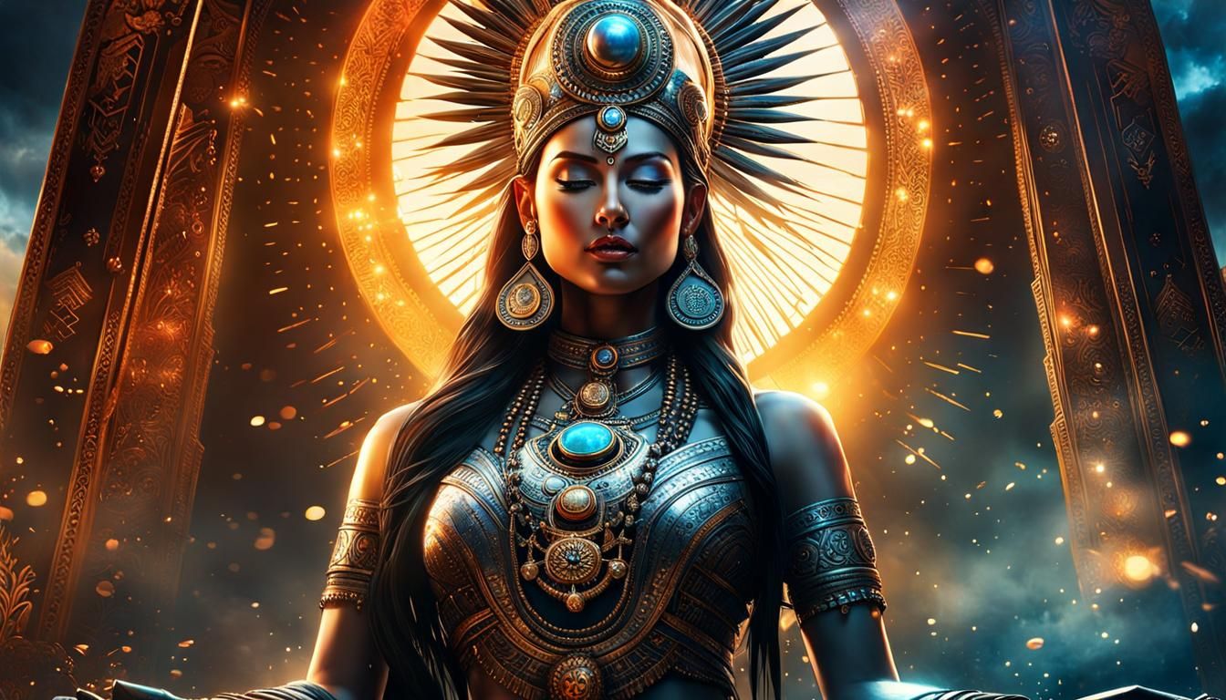 Psionic Woman Enters Nirvana: Hyperrealistic Digital Waterco...