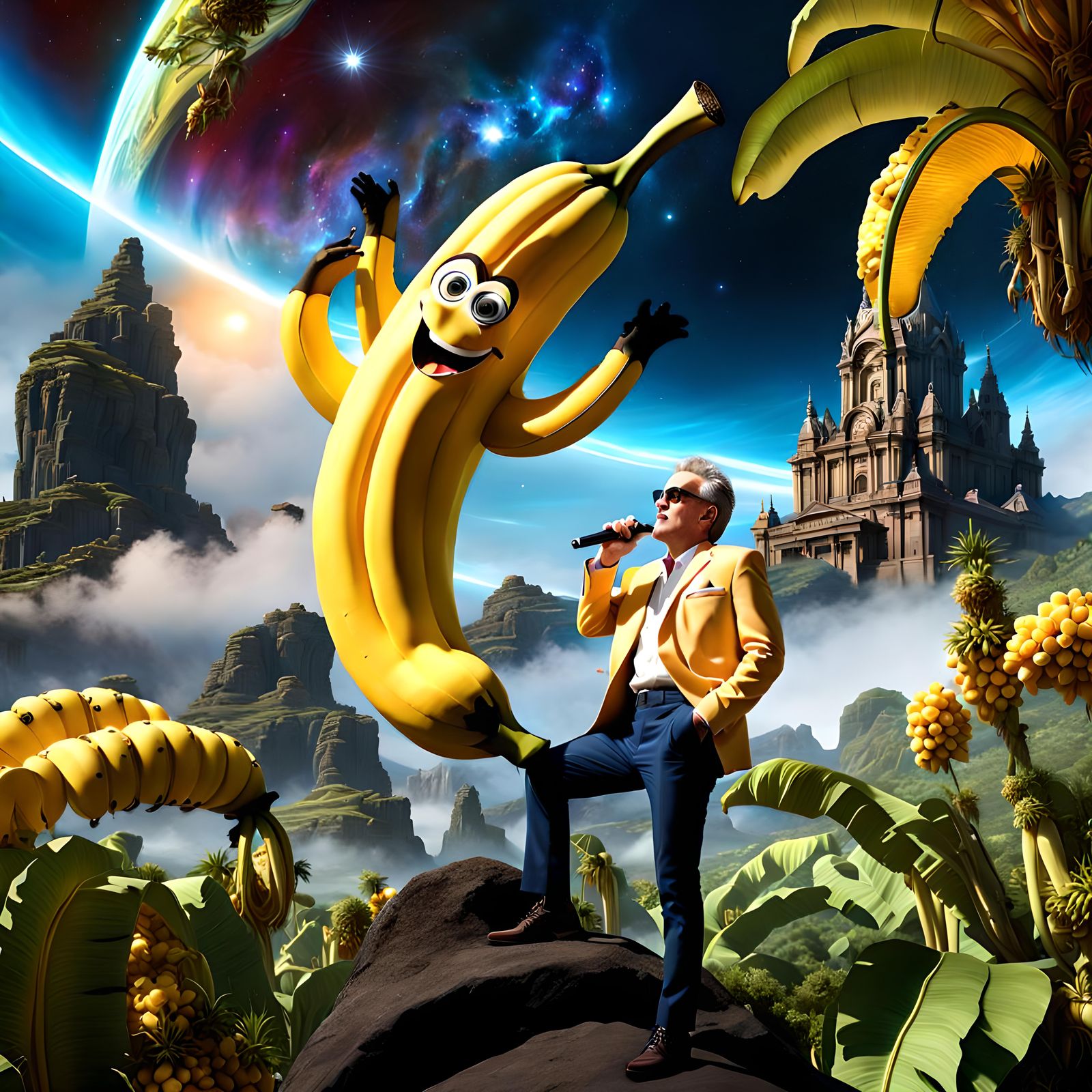 Morrissey as Banana Monster in Space, Digital Art