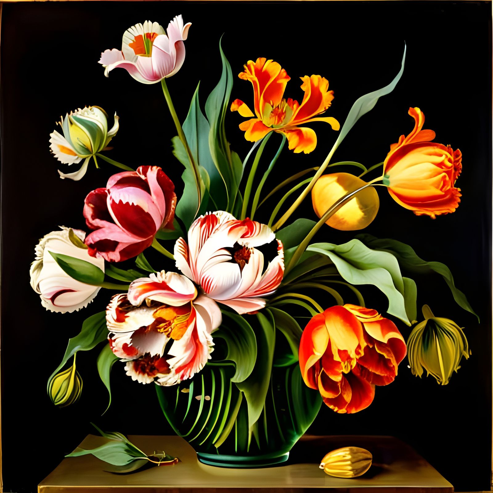 Floral Still Life: Tulips in Glass Vase