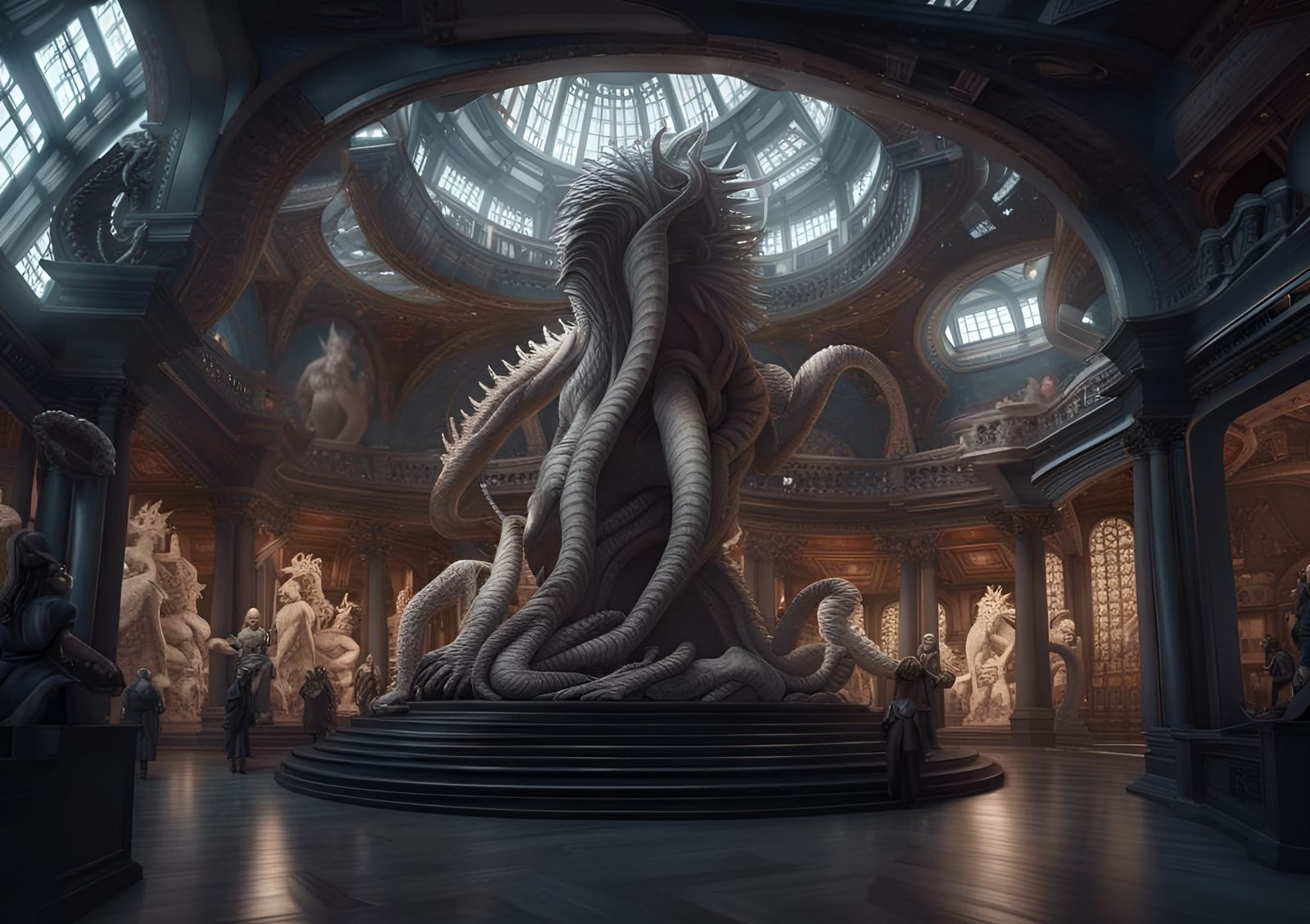 Bizarre Cryptid Museum in Anime Style