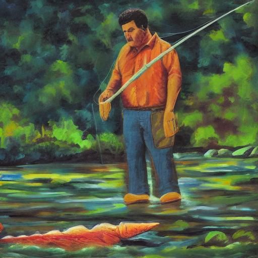 Pablo Escobar Fishing: Abstract Art with Fine Details