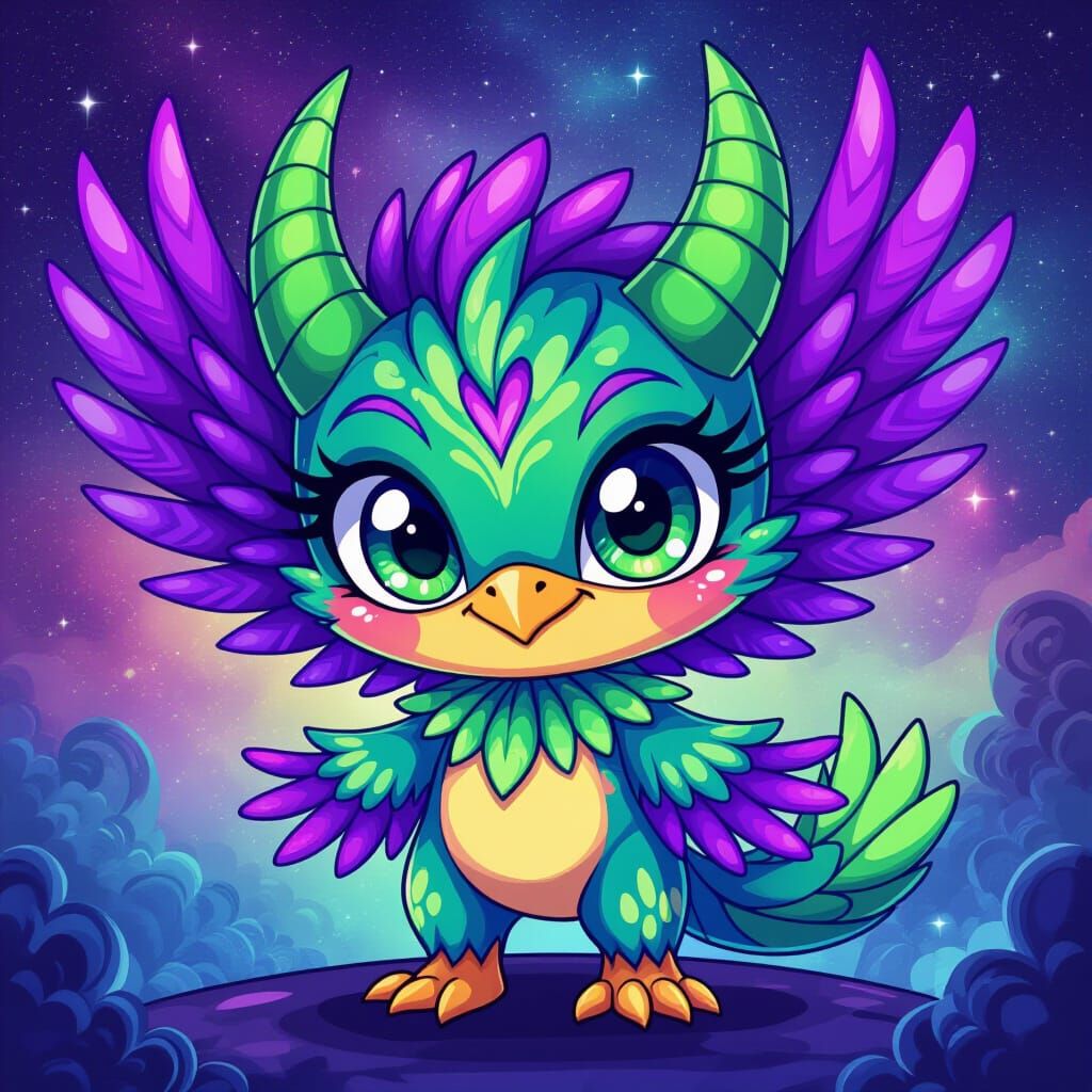 Chibi Thunderbird in a Mystical Cosmos, Pop Surrealism