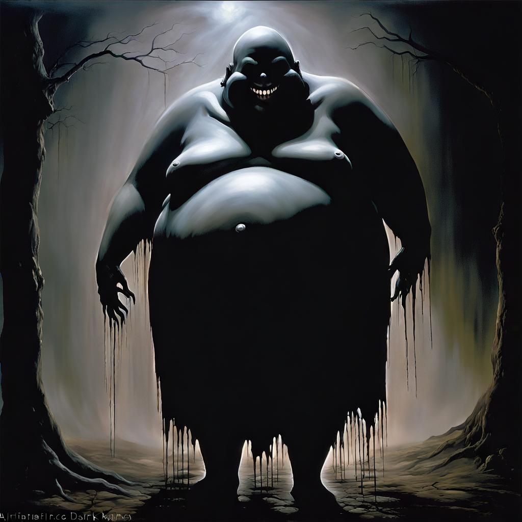 Eerie Bloated Humanoid Figure in Dark Fantasy Style