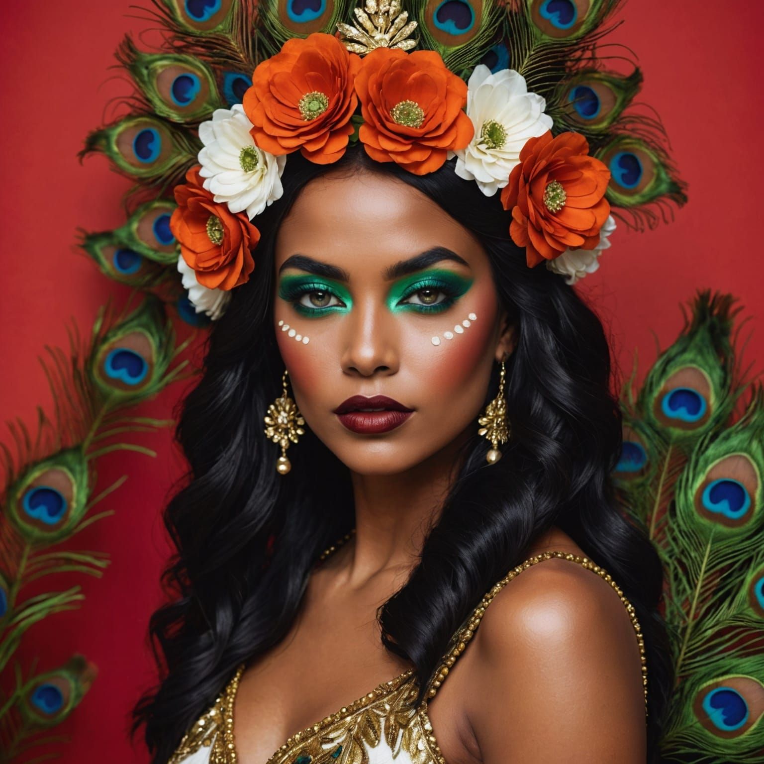 Dramatic Portrait of Two Women in Maximalist Style