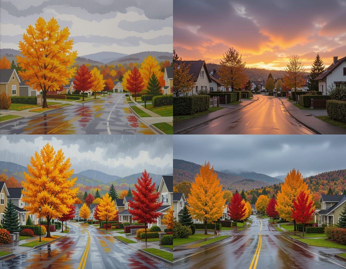 Scenic Autumn Road Reflecting Vibrant Trees
