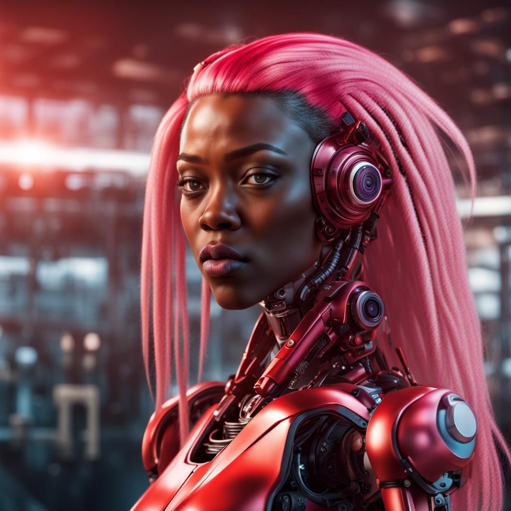 Cyberpunk Portrait of a Woman-Robot Hybrid