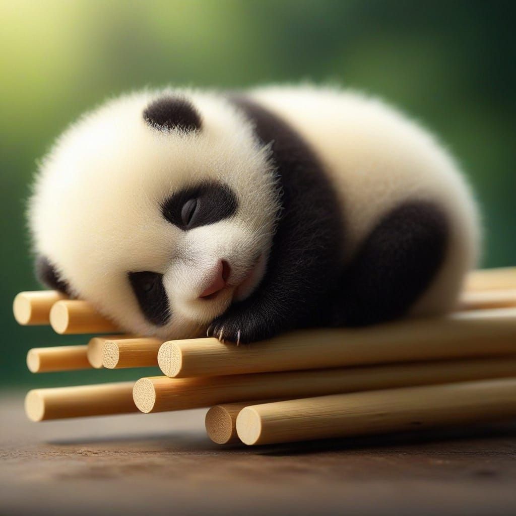 Sleeping Panda Cub in Natural Surroundings