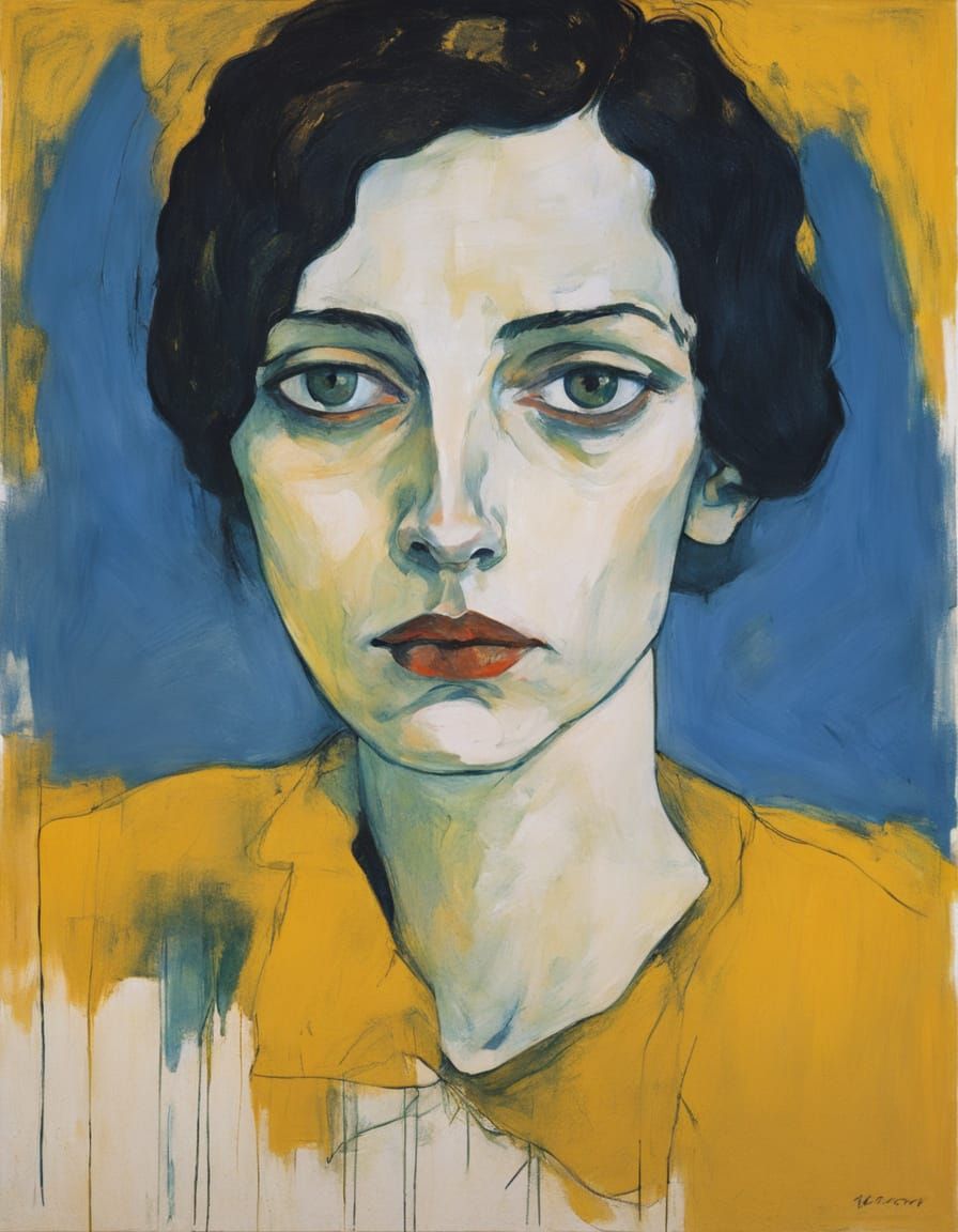 Brooding Woman: An Egon Schiele-Style Portrait