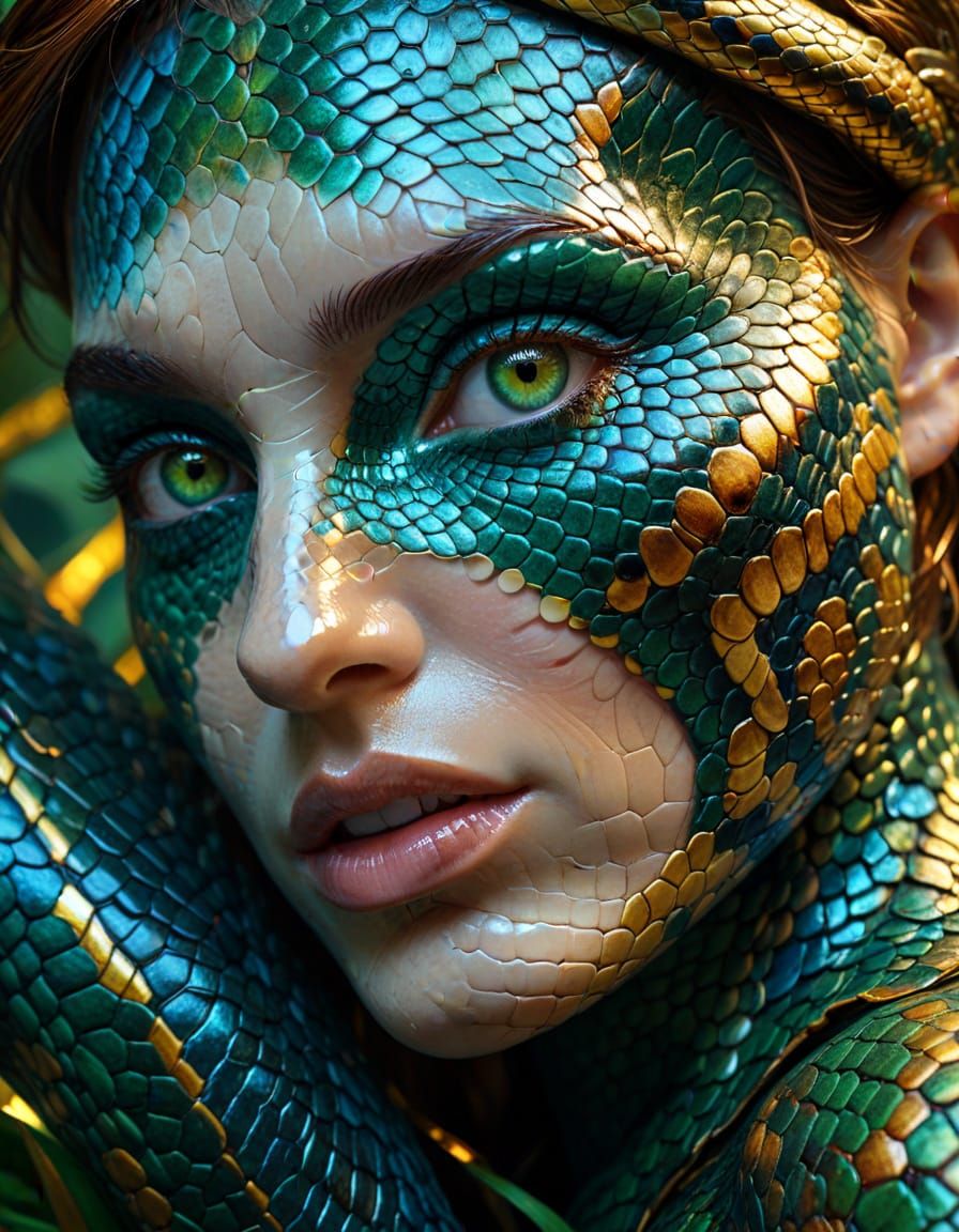 Anaconda Skin Portrait in Hyper-Realism