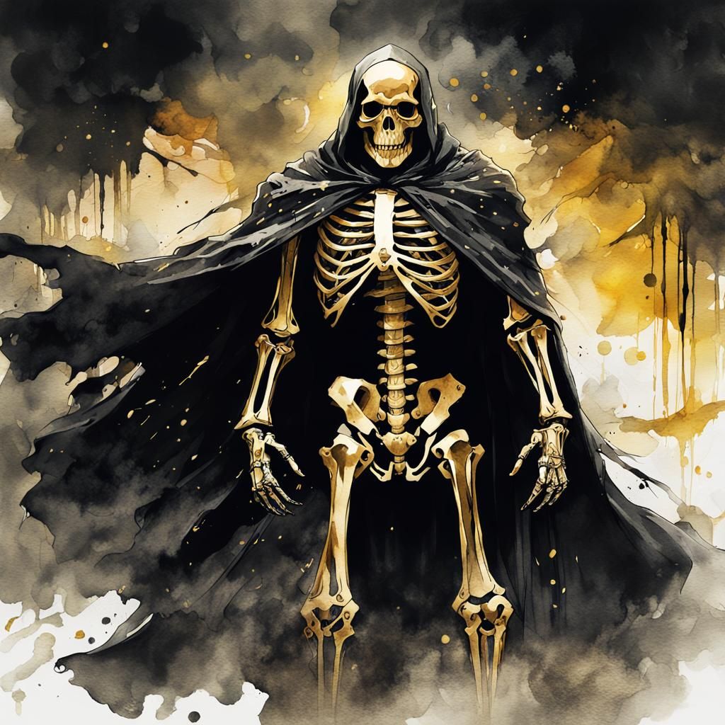 Golden Skeleton Hero in Dark Fantasy Concept Art