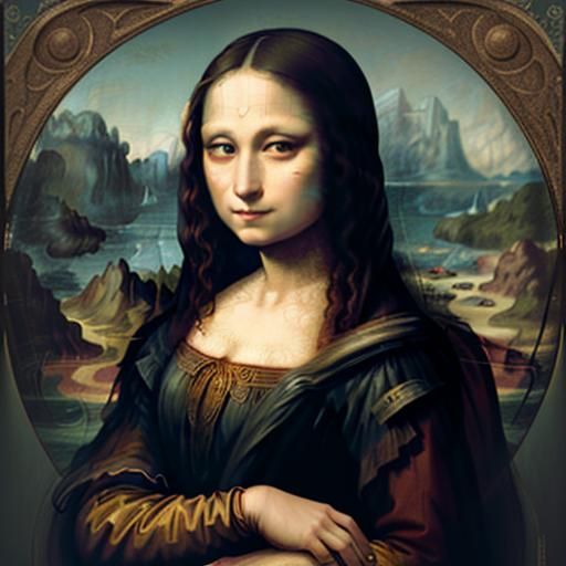 Mona Lisa as Harley Quinn in Storybook Style