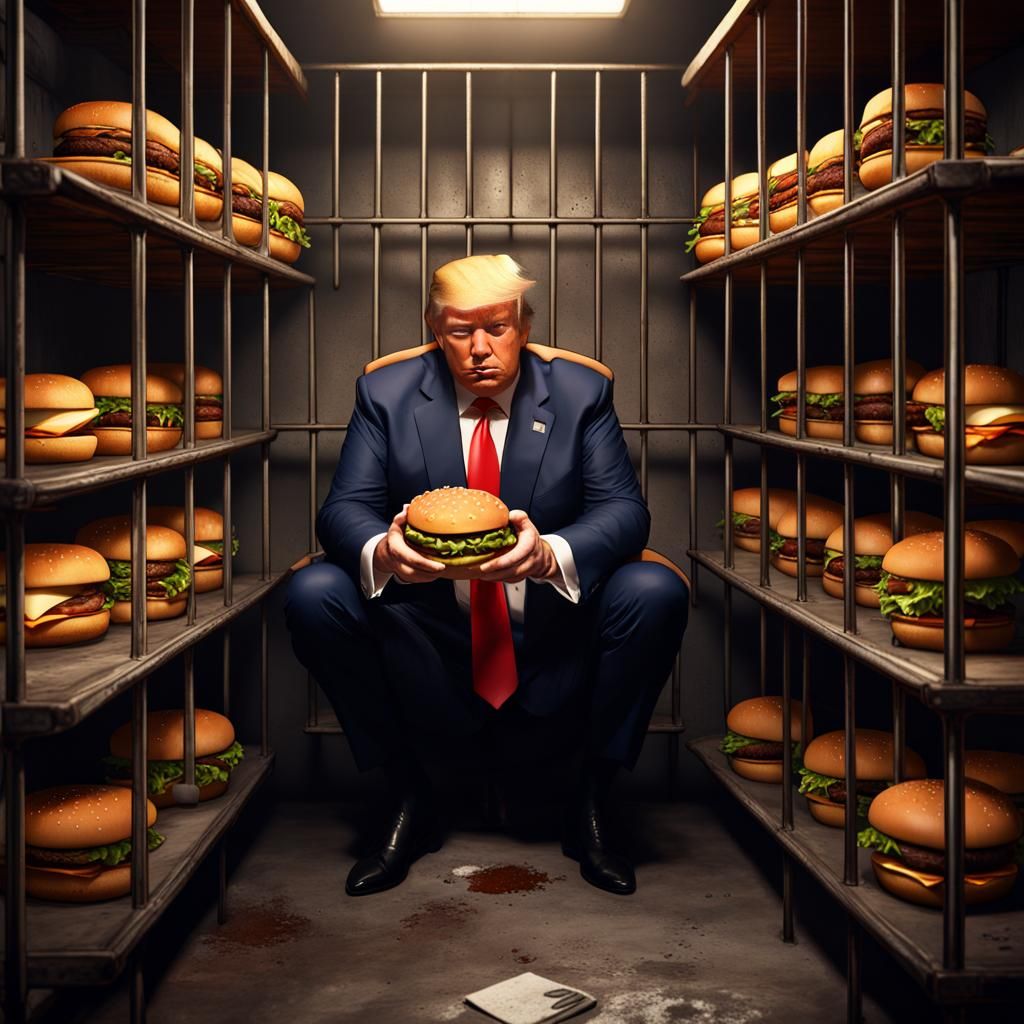 Donald Trump Eats in Jail: Matte Painting