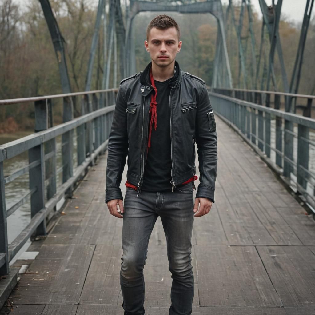 Confident Slavic Man on Bridge in Amsterdam: Photorealistic ...