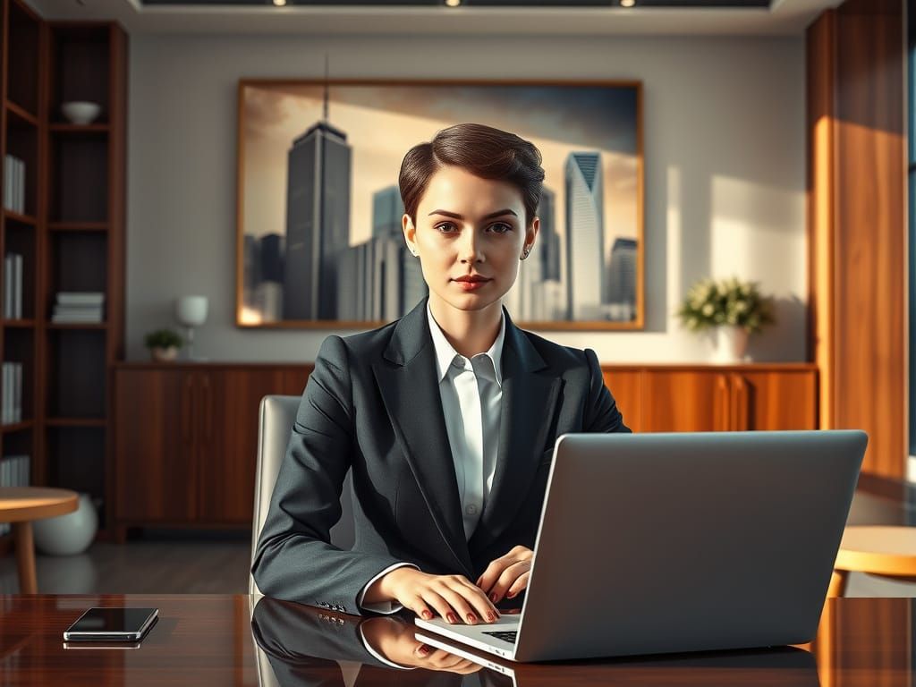 Modern Businesswoman in Luxurious Office Setting