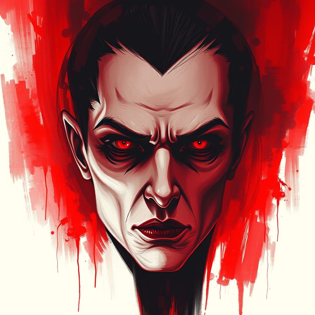 Elegant Vampire Portrait in Deep Red Shades