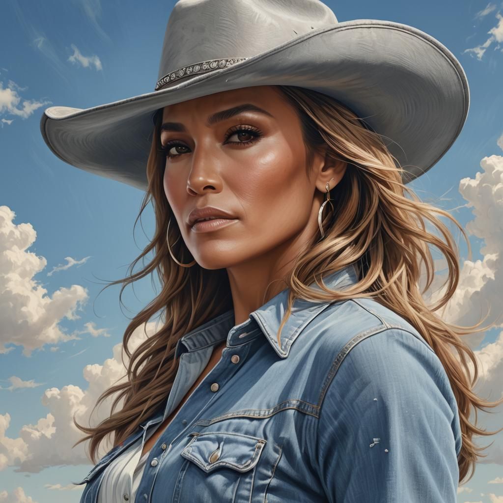Jennifer Lopez Portrait in Hyperdetailed Splash Art Style