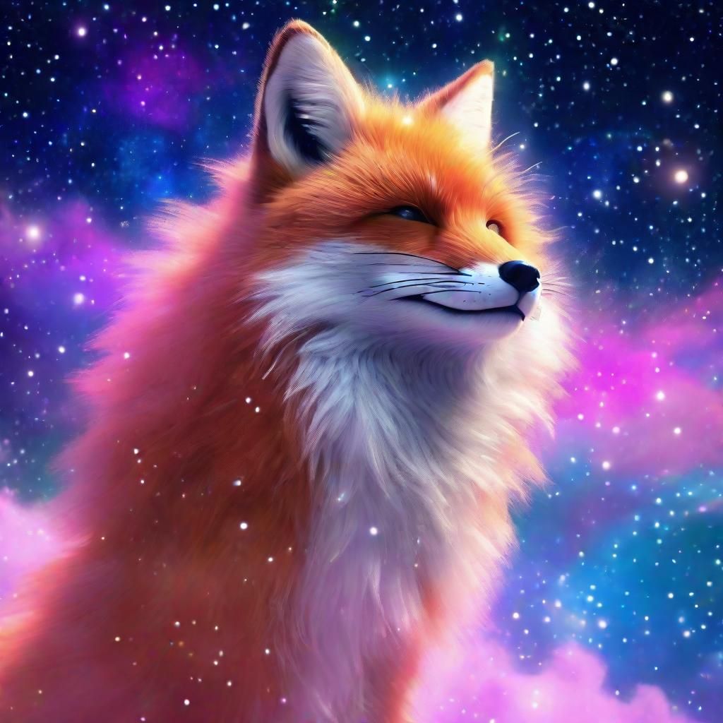 Celestial Infinity Fox Floating in Astral Mist