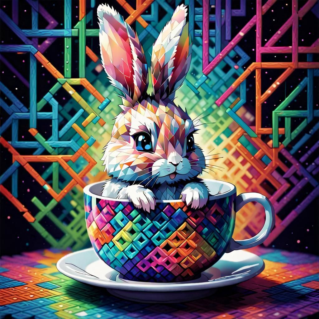 An adorable little bunny in a cup