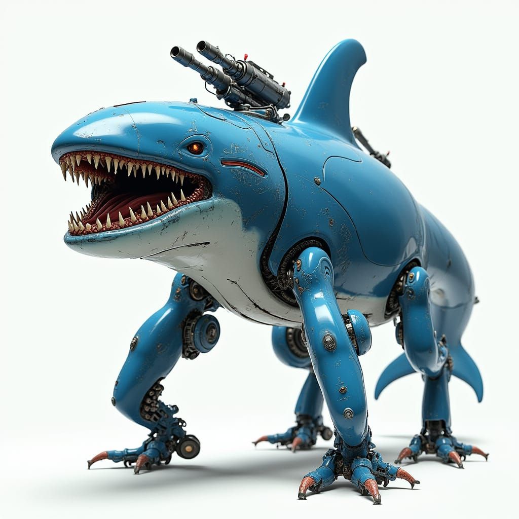 Futuristic Biomechanical Orca Creature with Mecha Enhancemen...