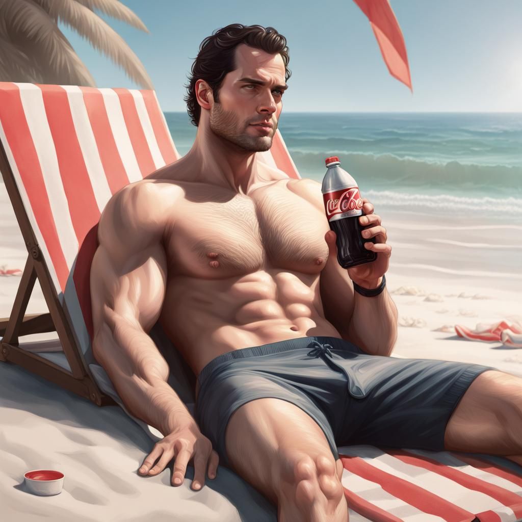 Henry Cavill Sunbathing: Hyperdetailed Portrait
