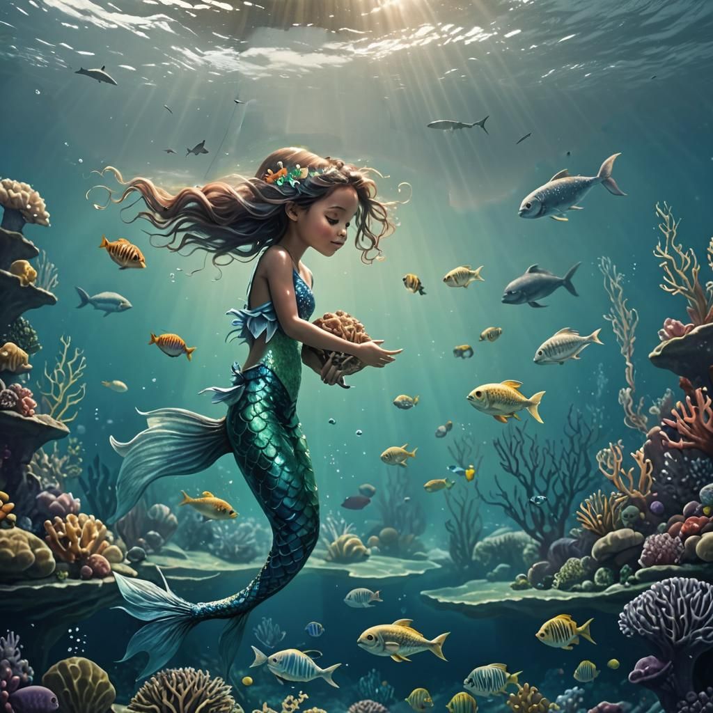 Sharks and Schooner Underwater Matte Painting