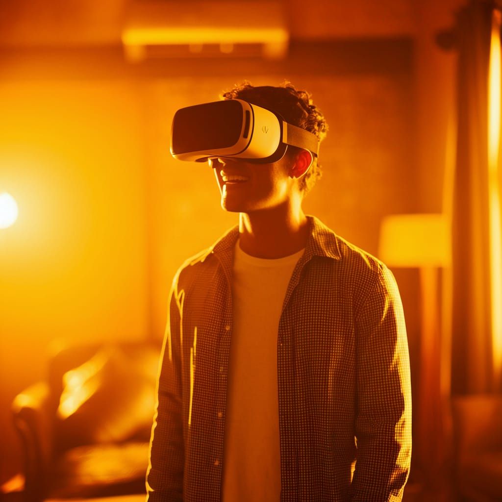 Young Man Experiences Joy and Relief in Cinematic VR Scene