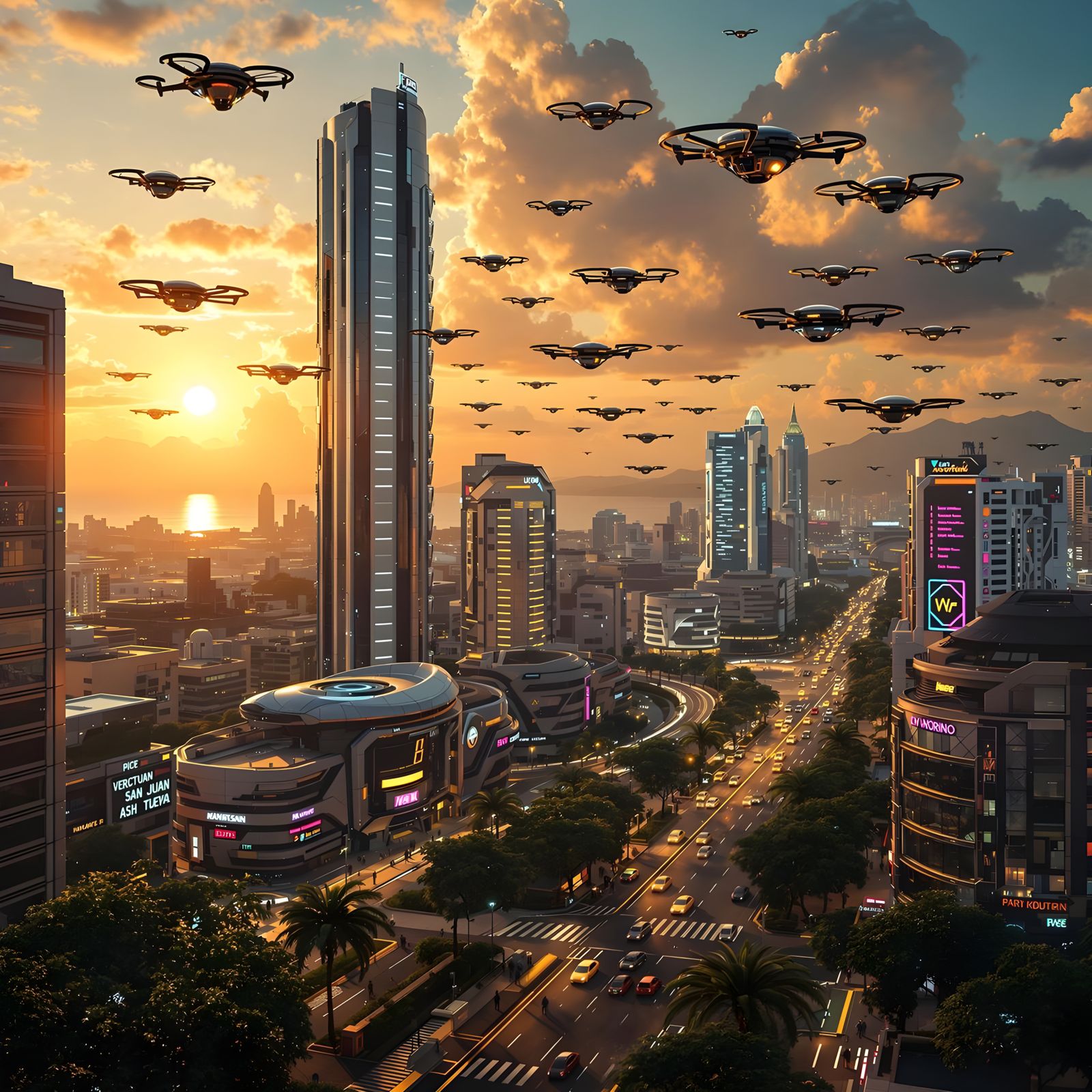 Futuristic San Juan, Puerto Rico in 3000 AD